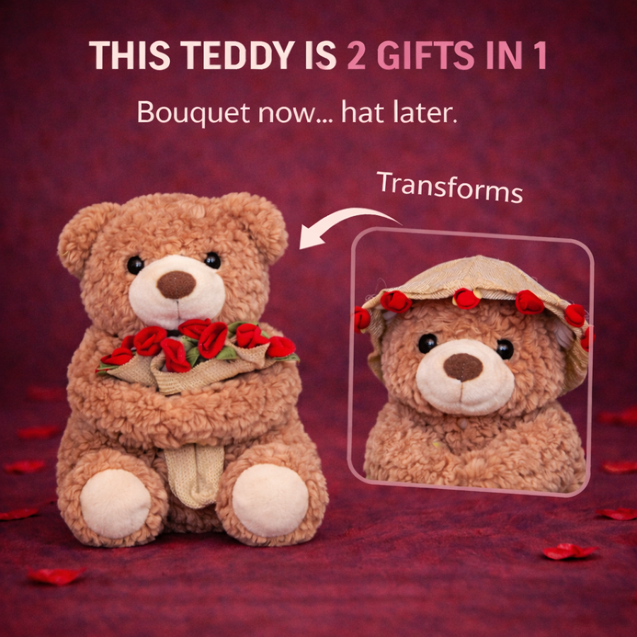 2-in-1 Teddy Bouquet Keepsake